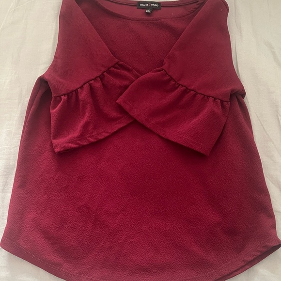 Moa Moa Red Bell Sleeve Ruffled Blouse - Picture 2 of 3